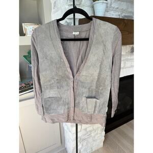 Ecru Women's Gray Long Sleeve Suede Cardigan Size S